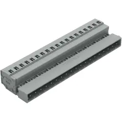 Pin header, 19 pole, pitch 5 mm, angled, gray, 231-619