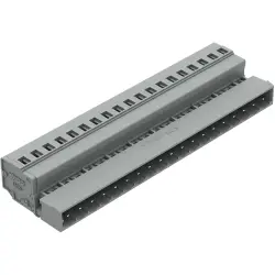 Pin header, 19 pole, pitch 5 mm, angled, gray, 231-619/018-000
