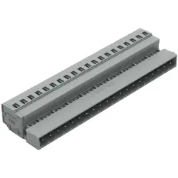 Pin header, 20 pole, pitch 5 mm, angled, gray, 231-620