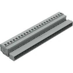 Pin header, 23 pole, pitch 5 mm, angled, gray, 231-623