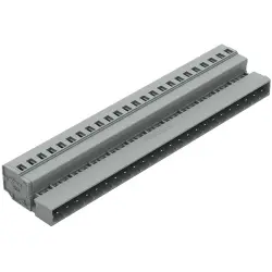 Pin header, 24 pole, pitch 5 mm, angled, gray, 231-624