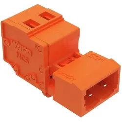 Pin header, 2 pole, pitch 5.08 mm, angled, orange, 231-632/018-000