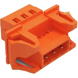 Pin header, 3 pole, pitch 5.08 mm, angled, orange, 231-633/114-000