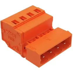 Pin header, 4 pole, pitch 5.08 mm, angled, orange, 231-634/018-000