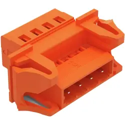 Pin header, 4 pole, pitch 5.08 mm, angled, orange, 231-634/114-000