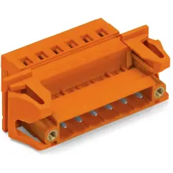Pin header, 4 pole, pitch 5.08 mm, angled, orange, 231-634/129-000