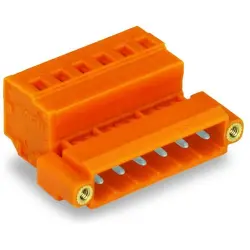 Pin header, 5 pole, pitch 5.08 mm, angled, orange, 231-635/109-000