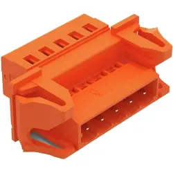 Pin header, 5 pole, pitch 5.08 mm, angled, orange, 231-635/114-000