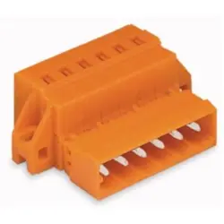 Pin header, 6 pole, pitch 5.08 mm, angled, orange, 231-636/019-000