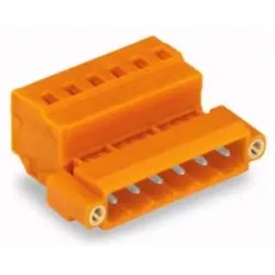 Pin header, 6 pole, pitch 5.08 mm, angled, orange, 231-636/109-000