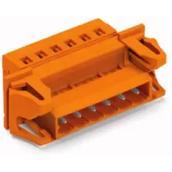 Pin header, 6 pole, pitch 5.08 mm, angled, orange, 231-636/114-000