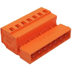 Pin header, 7 pole, pitch 5.08 mm, angled, orange, 231-637