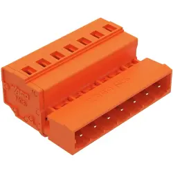 Pin header, 7 pole, pitch 5.08 mm, angled, orange, 231-637/018-000