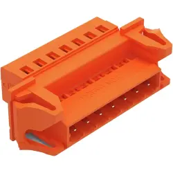 Pin header, 7 pole, pitch 5.08 mm, angled, orange, 231-637/114-000