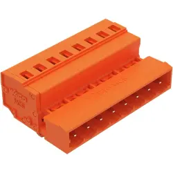 Pin header, 8 pole, pitch 5.08 mm, angled, orange, 231-638/018-000