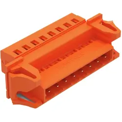 Pin header, 8 pole, pitch 5.08 mm, angled, orange, 231-638/114-000