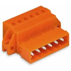 Pin header, 9 pole, pitch 5.08 mm, angled, orange, 231-639/019-000
