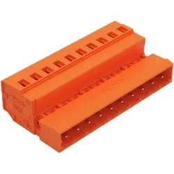 Pin header, 10 pole, pitch 5.08 mm, angled, orange, 231-640