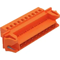 Pin header, 10 pole, pitch 5.08 mm, angled, orange, 231-640/114-000