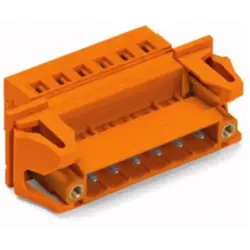 Pin header, 10 pole, pitch 5.08 mm, angled, orange, 231-640/129-000