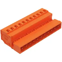 Pin header, 11 pole, pitch 5.08 mm, angled, orange, 231-641/018-000
