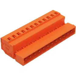 Pin header, 12 pole, pitch 5.08 mm, angled, orange, 231-642