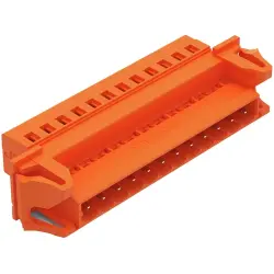 Pin header, 12 pole, pitch 5.08 mm, angled, orange, 231-642/114-000