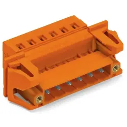 Pin header, 12 pole, pitch 5.08 mm, angled, orange, 231-642/129-000