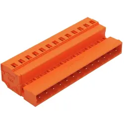 Pin header, 13 pole, pitch 5.08 mm, angled, orange, 231-643