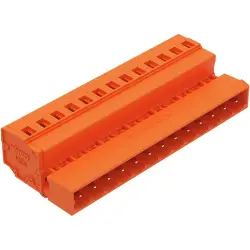 Pin header, 13 pole, pitch 5.08 mm, angled, orange, 231-643/018-000