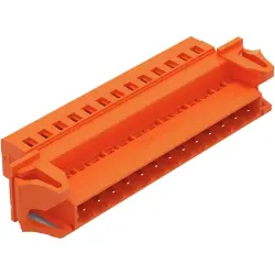 Pin header, 13 pole, pitch 5.08 mm, angled, orange, 231-643/114-000