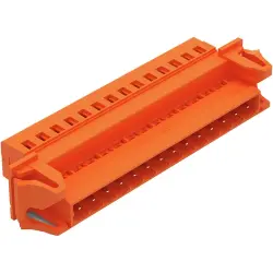Pin header, 14 pole, pitch 5.08 mm, angled, orange, 231-644/114-000