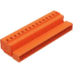 Pin header, 15 pole, pitch 5.08 mm, angled, orange, 231-645