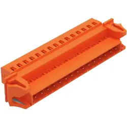 Pin header, 15 pole, pitch 5.08 mm, angled, orange, 231-645/114-000