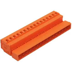 Pin header, 16 pole, pitch 5.08 mm, angled, orange, 231-646