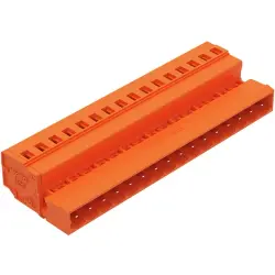 Pin header, 16 pole, pitch 5.08 mm, angled, orange, 231-646/018-000