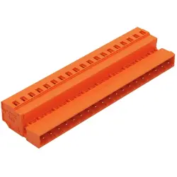 Pin header, 19 pole, pitch 5.08 mm, angled, orange, 231-649
