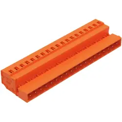 Pin header, 19 pole, pitch 5.08 mm, angled, orange, 231-649/018-000