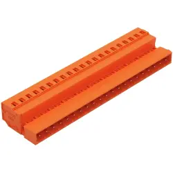 Pin header, 21 pole, pitch 5.08 mm, angled, orange, 231-651