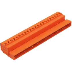 Pin header, 22 pole, pitch 5.08 mm, angled, orange, 231-652/018-000