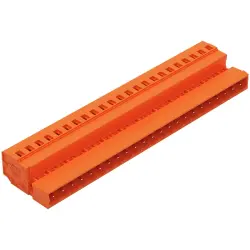 Pin header, 23 pole, pitch 5.08 mm, angled, orange, 231-653