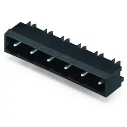 Pin header, 9 pole, pitch 7.5 mm, angled, black, 231-839/001-000/105-604
