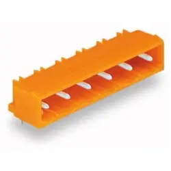 Pin header, 2 pole, pitch 7.62 mm, angled, orange, 231-962/001-000