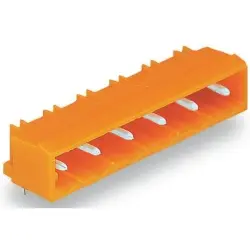 Pin header, 10 pole, pitch 7.62 mm, angled, orange, 231-970/001-000