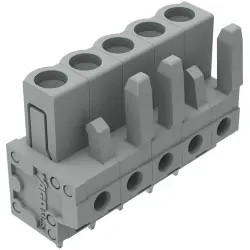 Socket header, 5 pole, pitch 5 mm, straight, gray, 232-135