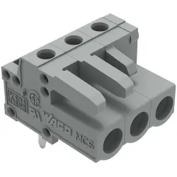 Socket header, 3 pole, pitch 5 mm, angled, gray, 232-233