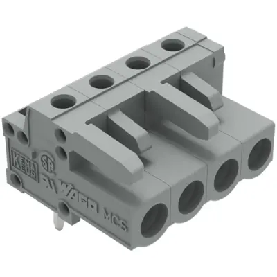 Socket header, 4 pole, pitch 5 mm, angled, gray, 232-234 - 1