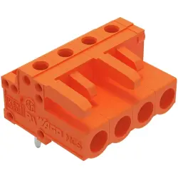 Socket header, 4 pole, pitch 5.08 mm, angled, orange, 232-264