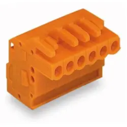 Socket header, 2 pole, pitch 5.08 mm, angled, orange, 232-302/026-000