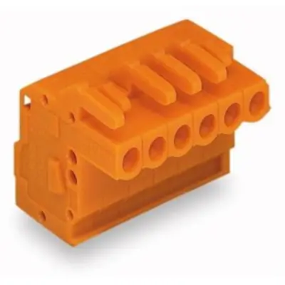 Socket header, 2 pole, pitch 5.08 mm, angled, orange, 232-302/026-000 - 1